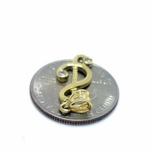 Load image into Gallery viewer, 10k solid yellow Gold music sign Pendant cubic zirconia fine jewelry 1.5g