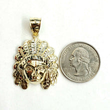 Load image into Gallery viewer, 10k yellow solid Gold Indian face head Pendant diamond cut fine gift jewelry 4g