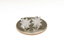 Load image into Gallery viewer, New 14k white Gold 0.11Ct Round Diamond star stud Earrings Push Back Fastening