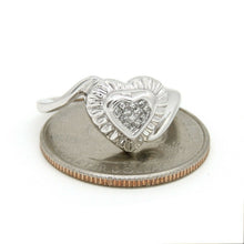 Load image into Gallery viewer, 0.14Ct Natural Diamond In 14k white Gold Women's heart Ring fine gift Size 6.75
