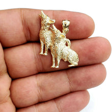 Load image into Gallery viewer, 14k yellow Gold howling wolf pack body animal Pendant charm fine jewelry 6.7g