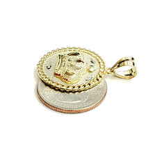 Load image into Gallery viewer, New 10k yellow gold round crown pendant charm fine jewelry gift diamond cut 4.2g