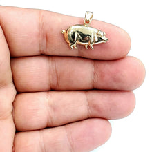 Load image into Gallery viewer, New 14k yellow Gold Pig full body animal Pendant charm fine jewelry 2.2g