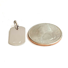 Load image into Gallery viewer, New 14k white Gold solid tiny dog tag name tag Pendant charm shiny jewelry 2.3g