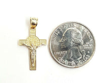 Load image into Gallery viewer, 14k gold two tone saint benedict san benito cross pendant religious jewelry 1.6g
