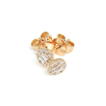 Load image into Gallery viewer, New 14k rose Gold 0.20Ct Diamond stud Earrings gift for her Push Back Fastening