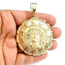 Load image into Gallery viewer, 10k yellow gold hollow two sided Jesus & virgin Guadalupe pendant 2.18" 27g