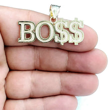 Load image into Gallery viewer, New 10k yellow Gold Boss dollar sign word Pendant charm fine gift jewelry 4.2g