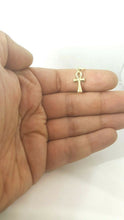 Load image into Gallery viewer, 14k yellow gold tiny Egyptian ankh cross pendant charm religious jewelry 0.5g