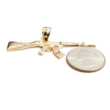 Load image into Gallery viewer, 14k multi color Gold AK-47 machine gun military rifle Pendant charm gift 3.9g