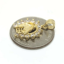Load image into Gallery viewer, 14k yellow Gold horseshoe Pendant zirconia lucky fine gift jewelry unisex 2.4g
