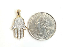 Load image into Gallery viewer, 14k yellow gold Khamsa Hamsa hand Jewish charm fine religious jewelry 0.83" 2.2g