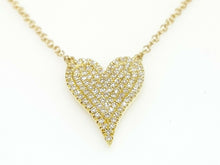 Load image into Gallery viewer, 14k yellow Gold 0.21Ct Diamond heart necklace gift for her 18" adjustable chain