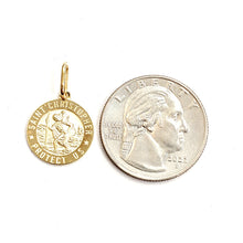 Load image into Gallery viewer, 14k solid yellow Gold round saint Christopher Pendant religious gift 0.60" 2.1g