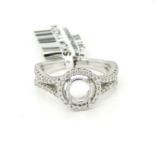 Load image into Gallery viewer, 0.39Ct Natural Diamond 14k White Gold Semi Mount halo Ring round center size 6.5