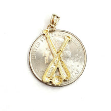 Load image into Gallery viewer, New 14k yellow Gold baseball bat Pendant charm sport game fine jewelry gift 1.7g
