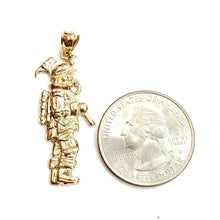 Load image into Gallery viewer, 14k yellow Gold fireman firewoman firefighter Pendant charm fine jewelry 3.4g