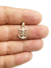 Load image into Gallery viewer, New 14k yellow Gold tiny Jesus anchor and wheel Pendant fine gift jewelry 0.7g