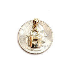 Load image into Gallery viewer, 14KT Yellow Gold tiny padlock with heart pendant charm gift Fine Jewelry 1.3g