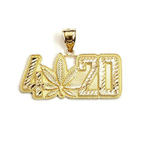 Load image into Gallery viewer, 10k yellow Gold 4/20 marijuana word Pendant charm diamond cut fine jewelry 7.3g