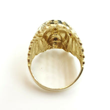 Load image into Gallery viewer, 10k yellow gold native American Indian chief head mens Ring diamond cut Size 9.5