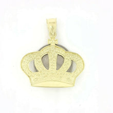 Load image into Gallery viewer, 10k yellow gold crown pendant charm fine jewelry gift necklace diamond cut 4.8g