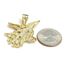 Load image into Gallery viewer, New 10k yellow gold saint Michael pendant charm fine religious gift jewelry 5.4g