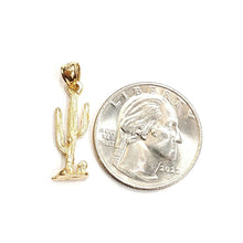 Load image into Gallery viewer, New 14k yellow solid Gold 3D saguaro cactus Pendant charm gift fine jewelry 1.4g