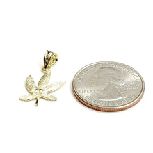 Load image into Gallery viewer, 10k yellow gold marijuana leaf weed pendant charm fine gift medical jewelry 0.9g