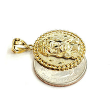 Load image into Gallery viewer, 10k yellow gold round Jesus face head pendant charm religious jewelry 0.97" 4.6g