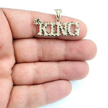 Load image into Gallery viewer, New 10k yellow Gold KING Crown word Pendant charm diamond cut fine jewelry 2.9g