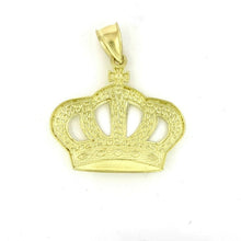Load image into Gallery viewer, 10k yellow gold crown pendant charm fine jewelry gift necklace diamond cut 4.8g