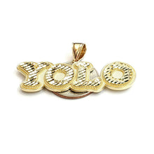 Load image into Gallery viewer, 10k yellow Gold YOLO word Pendant You only live once diamond cut jewelry 7.2g