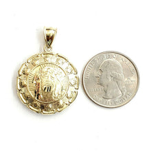 Load image into Gallery viewer, New 10k yellow gold hollow two sided Jesus & virgin Guadalupe pendant 1.03" 4.6g