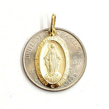 Load image into Gallery viewer, 14k solid yellow gold oval virgin Miraculous Milagrosa pendant religious 2.5g