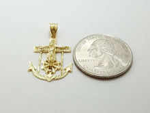 Load image into Gallery viewer, New 10k solid yellow Gold Jesus anchor and wheel Pendant charm fine jewelry 1.8g