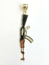 Load image into Gallery viewer, New 10k yellow Gold AK-47 machine gun rifle army Pendant charm fine jewelry 3.8g