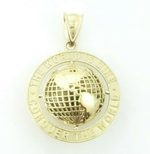 Load image into Gallery viewer, 10k yellow gold round globe planet earth world map pendant 2 sides 3D gift 4.5g