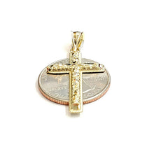 Load image into Gallery viewer, New 10k yellow gold nugget cross pendant charm fine jewelry religious gift 1.9g