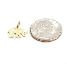 Load image into Gallery viewer, 14k yellow Gold tiny elephant Pendant charm unisex good luck fine jewelry 0.8g