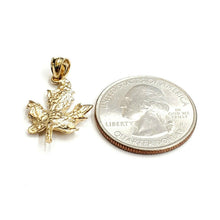 Load image into Gallery viewer, New 14k yellow gold solid maple leaf pendant charm gift fine jewelry 1.4g