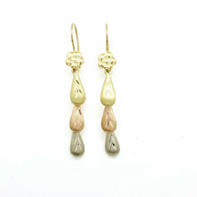 Load image into Gallery viewer, 14k multi color Gold Hollow eye drop Earrings for female fine gift jewelry 2.7g