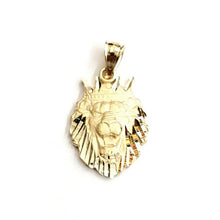Load image into Gallery viewer, New 14k yellow Gold lion head face with crown Leo Pendant charm fine gift 2.4g
