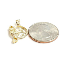 Load image into Gallery viewer, 14k yellow Gold solid hummingbird Pendant cubic zirconia fine jewelry 1.5g