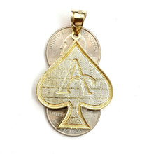 Load image into Gallery viewer, 10k yellow Gold Ace of spade Pendant casino gambling diamond cut jewelry 6.3g