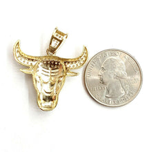 Load image into Gallery viewer, 10k yellow Gold Taurus bull zodiac Pendant cubic zirconia fine gift jewelry 4.6g