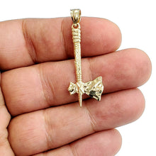 Load image into Gallery viewer, New 14k Yellow Gold Solid 3D AXE Pendant charm outdoor tool fine jewelry 2.8g