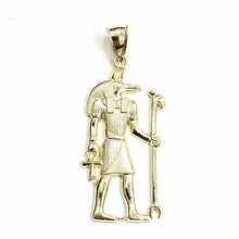 Load image into Gallery viewer, 10k yellow Gold Egypt jackal god Anubis holding Ankh Pendant fine jewelry 3.2g