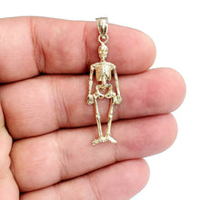 Load image into Gallery viewer, 14k yellow Gold Skeleton Skull mummy Bone Pendant charm Gift fine jewelry 2.9g