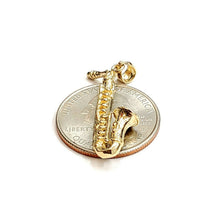 Load image into Gallery viewer, 14k yellow Gold 3D solid Saxophone Pendant charm gift instrument jewelry 3.6g